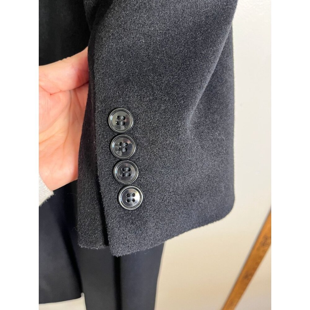 Cashmere Woven Ralph Lauren Top Coat Black Designer Neutral Classic Italy Long - Picture 4 of 15